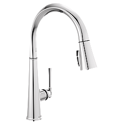 DELTA 9182-DST EMMELINE 16 5/8 INCH SINGLE HOLE DECK MOUNT PULL-DOWN KITCHEN FAUCET WITH SHIELD SPRAY TECHNOLOGY AND LEVER HANDLE
