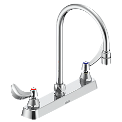 DELTA 26C3924 COMMERCIAL 11 5/8 INCH TWO HOLES DECK MOUNT CERAMIC DISC KITCHEN FAUCET WITH BLADE HANDLES - CHROME