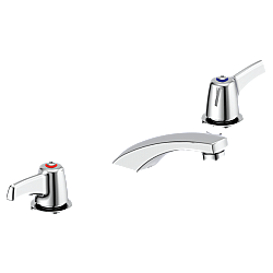 DELTA 23C323 COMMERCIAL 2 5/8 INCH THREE HOLES AND 1.5 GPM WIDESPREAD BATHROOM FAUCET WITH TWO BLADE HANDLES - CHROME