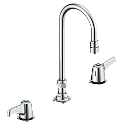 DELTA 23C653 COMMERCIAL 12 INCH THREE HOLES WIDESPREAD 0.5 GPM TWO LEVER BLADE HANDLES CERAMIC DISC BATHROOM FAUCET - CHROME