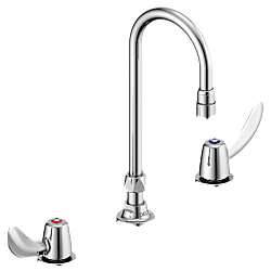 DELTA 23C642 COMMERCIAL 10 3/4 INCH THREE HOLES AND WIDESPREAD BATHROOM FAUCET WITH TWO HOODED BLADE HANDLES - CHROME