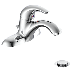 DELTA 22C351 COMMERCIAL 6 1/4 INCH THREE HOLES CENTERSET SINGLE HANDLE 0.5 GPM BATHROOM FAUCET WITH POP-UP ASSEMBLY - CHROME