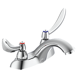 DELTA 21C124 COMMERCIAL 4 5/8 INCH TWO HOLES DOUBLE HANDLES CENTERSET BATHROOM FAUCET WITH BLADE HANDLES AND ANTIMICROBIAL - CHROME