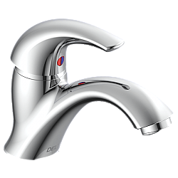 DELTA 22C651 COMMERCIAL 6 1/2 INCH SINGLE HOLE MOUNT SINGLE HANDLE 0.5 GPM BATHROOM FAUCET WITH LESS POP-UP ASSEMBLY - CHROME