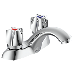 DELTA 21C121 COMMERCIAL 3 5/8 INCH THREE HOLES AND DOUBLE HANDLES DECK MOUNT BATHROOM FAUCET - CHROME
