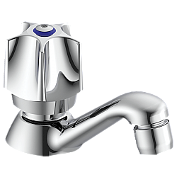 DELTA 23T1049 COMMERCIAL 3 1/8 INCH SINGLE HOLE DECK MOUNT BATHROOM FAUCET WITH SELF-CLOSING FLUTE HANDLES AERATOR - CHROME