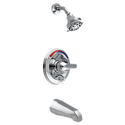DELTA T13691 COMMERCIAL 2 5/8 INCH SINGLE HANDLE TUB AND SHOWER VALVE TRIM WITH PUSH BUTTON DIVERTER AND METAL LEVER HANDLE - CHROME