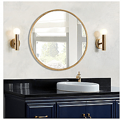 BELLATERRA HOME 8831-30GD 30 INCH ROUND METAL FRAME MIRROR IN BRUSHED GOLD