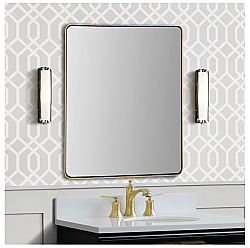 BELLATERRA HOME 8832-24GD 24 INCH RECTANGULAR METAL FRAME MIRROR IN BRUSHED GOLD