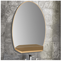 BellaTerra Home 8837-24 24 Inch Oval Metal Frame Mirror with Shelf