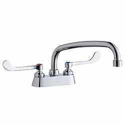 ELKAY LK406AT14T6 DECK MOUNT FAUCET WITH 14 INCH ARC TUBE SPOUT AND 6 INCH HANDLES