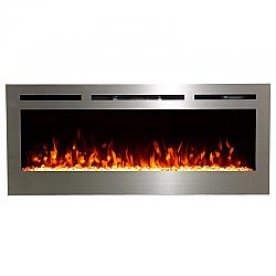 TOUCHSTONE 86273 THE SIDELINE 50 INCH STAINLESS STEEL RECESSED ELECTRIC FIREPLACE