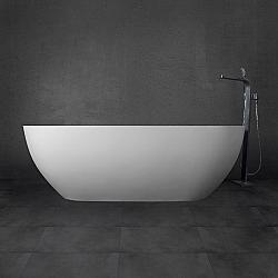 CLOVIS GOODS 20S01103-59 59 INCH SOLID SURFACE FREE STANDING OVAL SOAKER BATHTUB - MATTE WHITE