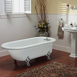 RESTORIA R501 REGENT 60 INCH X 30 INCH FREESTANDING CLAWFOOT SOAKER BATHTUB IN WHITE