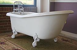 RESTORIA RS551 IMPERIAL 66 INCH X 30 INCH FREESTANDING CLAWFOOT SOAKER BATHTUB IN WHITE