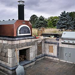 CHICAGO BRICK OVEN CBO-O-CT-750 35 1/2 INCH COUNTERTOP WOOD BURNING PIZZA OVEN WITH METAL INSULATING HOOD