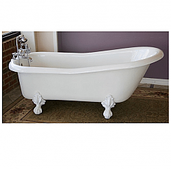 RESTORIA RS553 IMPERIAL 66 INCH X 30 INCH FREESTANDING CLAWFOOT SOAKER BATHTUB IN BISCUIT