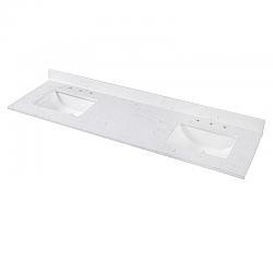 AVANITY EUT73CW-RS CALA 73  INCH  ENGINEERED STONE TOP IN WHITE WITH DUAL RECTANGULAR SINKS