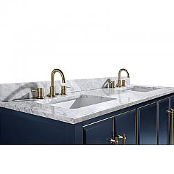 AVANITY SUT61CW-RS CARRARA 61  INCH  MARBLE TOP IN WHITE WITH DUAL RECTANGULAR SINKS
