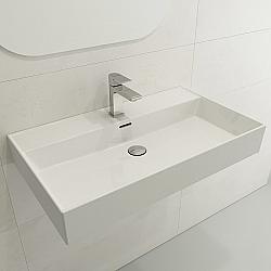 BOCCHI 1377-0126 MILANO 32 INCH WALL-MOUNTED SINK FIRECLAY 1-HOLE WITH OVERFLOW
