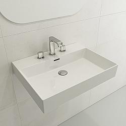 BOCCHI 1376-0127 MILANO 24 INCH WALL-MOUNTED SINK FIRECLAY 3-HOLE WITH OVERFLOW