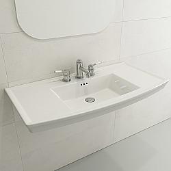 BOCCHI 1168-0127 LAVITA 40 INCH WALL-MOUNTED CONSOLE SINK FIRECLAY 3-HOLE WITH OVERFLOW