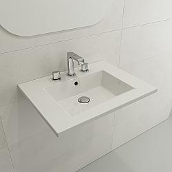 BOCCHI 1161-0127 RAVENNA 24.5 INCH WALL-MOUNTED SINK FIRECLAY 3-HOLE WITH OVERFLOW