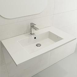 BOCCHI 1113-0127 RAVENNA 32.25 INCH WALL-MOUNTED SINK FIRECLAY 3-HOLE WITH OVERFLOW
