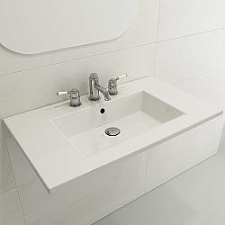 BOCCHI 1113-0126 RAVENNA 32.25 INCH WALL-MOUNTED SINK FIRECLAY 1-HOLE WITH OVERFLOW