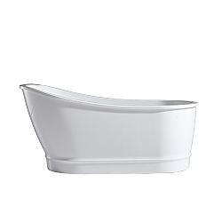 OVE DECORS 15BTU-CARL60-001MO CARLY 60 INCH GLOSS WHITE ACRYLIC OVAL BATHTUB WITH FRONT CENTER DRAIN