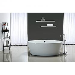 OVE DECORS 15BTU-BETS67-001MO BETSY 67 INCH GLOSS WHITE ACRYLIC OVAL BATHTUB WITH REVERSIBLE DRAIN