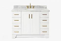 ARIEL Q049SCWOVO TAYLOR 49 INCH OVAL SINK VANITY WITH CARRARA WHITE MARBLE COUNTERTOP