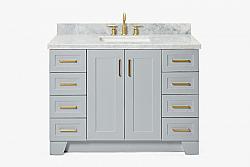 ARIEL Q049SCWRVO TAYLOR 49 INCH RECTANGLE SINK VANITY WITH CARRARA WHITE MARBLE COUNTERTOP