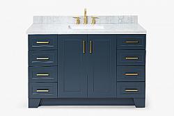 ARIEL Q055SCWRVO TAYLOR 55 INCH RECTANGLE SINK VANITY WITH CARRARA WHITE MARBLE COUNTERTOP