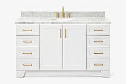 ARIEL Q061SCWOVO TAYLOR 61 INCH OVAL SINK VANITY WITH CARRARA WHITE MARBLE COUNTERTOP