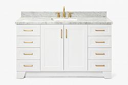 ARIEL Q061SCWRVO TAYLOR 61 INCH RECTANGLE SINK VANITY WITH CARRARA WHITE MARBLE COUNTERTOP