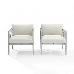 CROSLEY CO7351GY-CR ASHFORD 2PC OUTDOOR METAL ARMCHAIR SET CREME OR IN GRAY