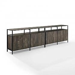 CROSLEY KF13096BR JACOBSEN 108 INCH 2PC MEDIA STAND IN BROWN ASH AND MATTE BLACK