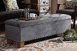 BAXTON STUDIO BBT3136 HANNAH 52 1/8 INCH MODERN AND CONTEMPORARY VELVET FABRIC UPHOLSTERED BUTTON-TUFTED STORAGE OTTOMAN BENCH