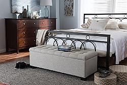 BAXTON STUDIO BBT3101-H1217 ROANOKE 46 INCH MODERN AND CONTEMPORARY FABRIC UPHOLSTERED GRID-TUFTING STORAGE OTTOMAN BENCH
