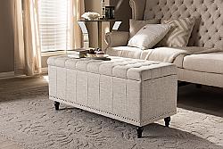 BAXTON STUDIO BBT3137-H1217 KAYLEE 41 3/4 INCH MODERN CLASSIC FABRIC UPHOLSTERED BUTTON-TUFTING STORAGE OTTOMAN BENCH