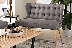 BAXTON STUDIO BBT8026-LS-GREY-XD45 MELODY 41 INCH MID-CENTURY MODERN FABRIC AND WOOD TWO SEATER SETTEE BENCH - GREY AND NATURAL