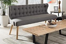 BAXTON STUDIO BBT8026-SF-GREY-XD45 MELODY 62 3/4 INCH MID-CENTURY MODERN FABRIC AND WOOD THREE SEATER SETTEE BENCH - GREY AND NATURAL
