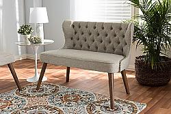 BAXTON STUDIO BBT8017-LS-H1217 SCARLETT 41 INCH MID-CENTURY MODERN WOOD AND FABRIC UPHOLSTERED BUTTON-TUFTING WITH NAIL HEAD TRIM TWO-SEATER LOVESEAT SETTEE