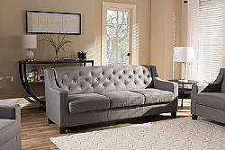BAXTON STUDIO BBT8021-SF ARCADIA 77 3/8 INCH MODERN AND CONTEMPORARY FABRIC UPHOLSTERED BUTTON-TUFTED LIVING ROOM THREE-SEATER SOFA