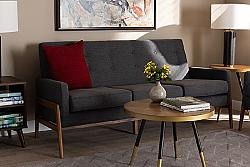 BAXTON STUDIO BBT8042-SF PERRIS 68 1/2 INCH MID-CENTURY MODERN FABRIC UPHOLSTERED AND WOOD SOFA
