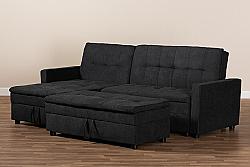 BAXTON STUDIO R615-LFC NOA 87 INCH MODERN AND CONTEMPORARY FABRIC UPHOLSTERED LEFT FACING STORAGE SECTIONAL SLEEPER SOFA WITH OTTOMAN
