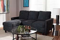 BAXTON STUDIO R9002-REV-SF GREYSON 76 INCH MODERN AND CONTEMPORARY FABRIC UPHOLSTERED REVERSIBLE SECTIONAL SOFA