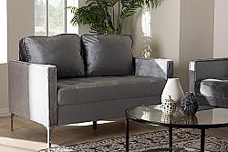 BAXTON STUDIO CLARA-GREY-LS CLARA 54 1/8 INCH MODERN AND CONTEMPORARY VELVET FABRIC UPHOLSTERED TWO-SEATER LOVESEAT - GREY