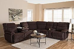 BAXTON STUDIO RX038A-SF SABELLA 110 1/4 INCH MODERN AND CONTEMPORARY FABRIC UPHOLSTERED SEVEN PIECE RECLINING SECTIONAL SOFA